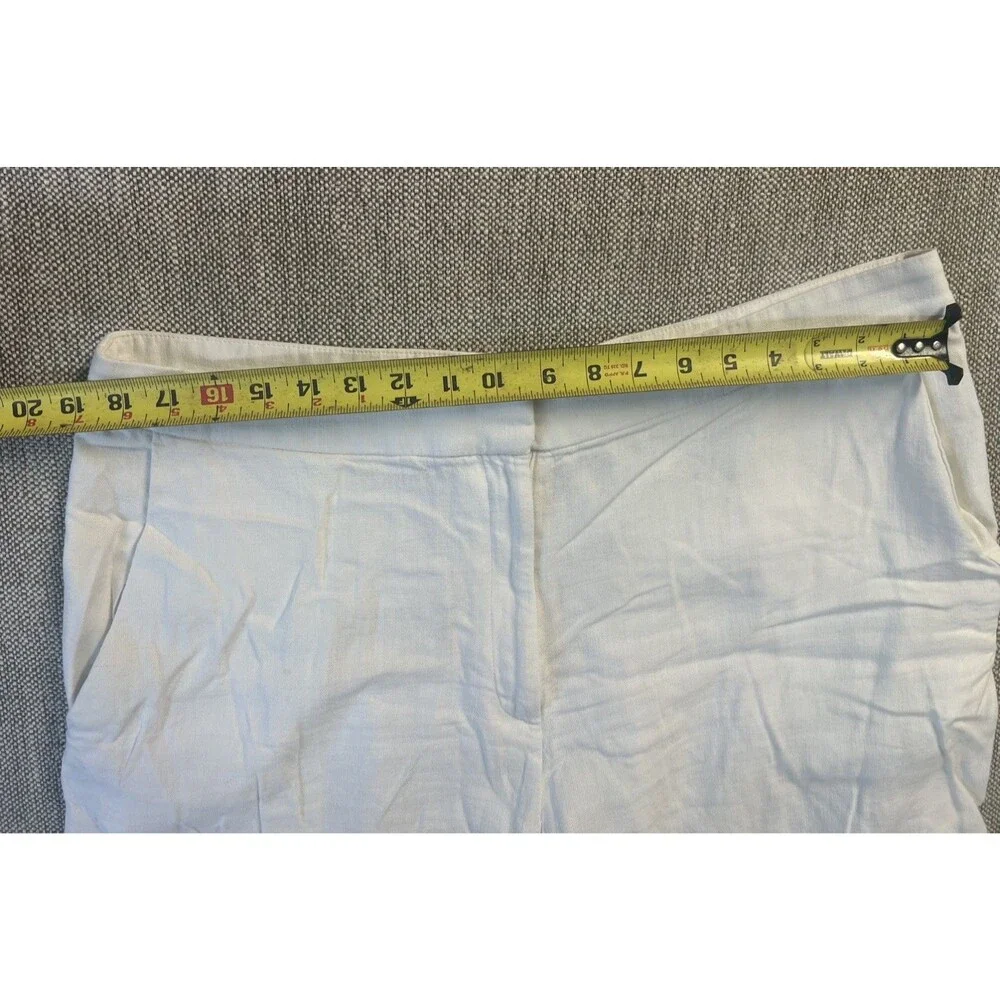 H&M White 100% Linen Wide-Leg Women's Dress Pants, Size XL Zipper, Flat Front